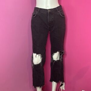 Free People distressed jeans black wash size 27